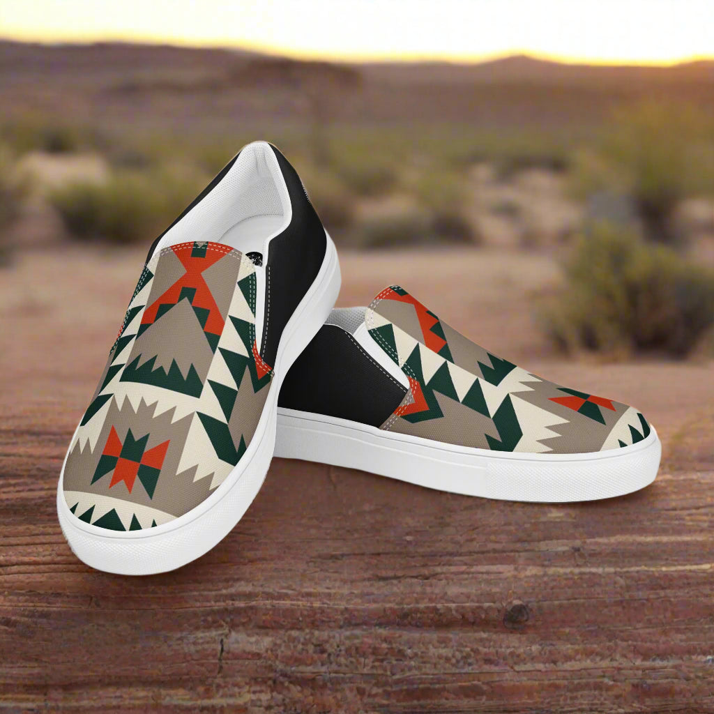 WildSage Market Slip-on Canvas Shoes Big Mesa Halftone with a vibrant geometric pattern for casual wear