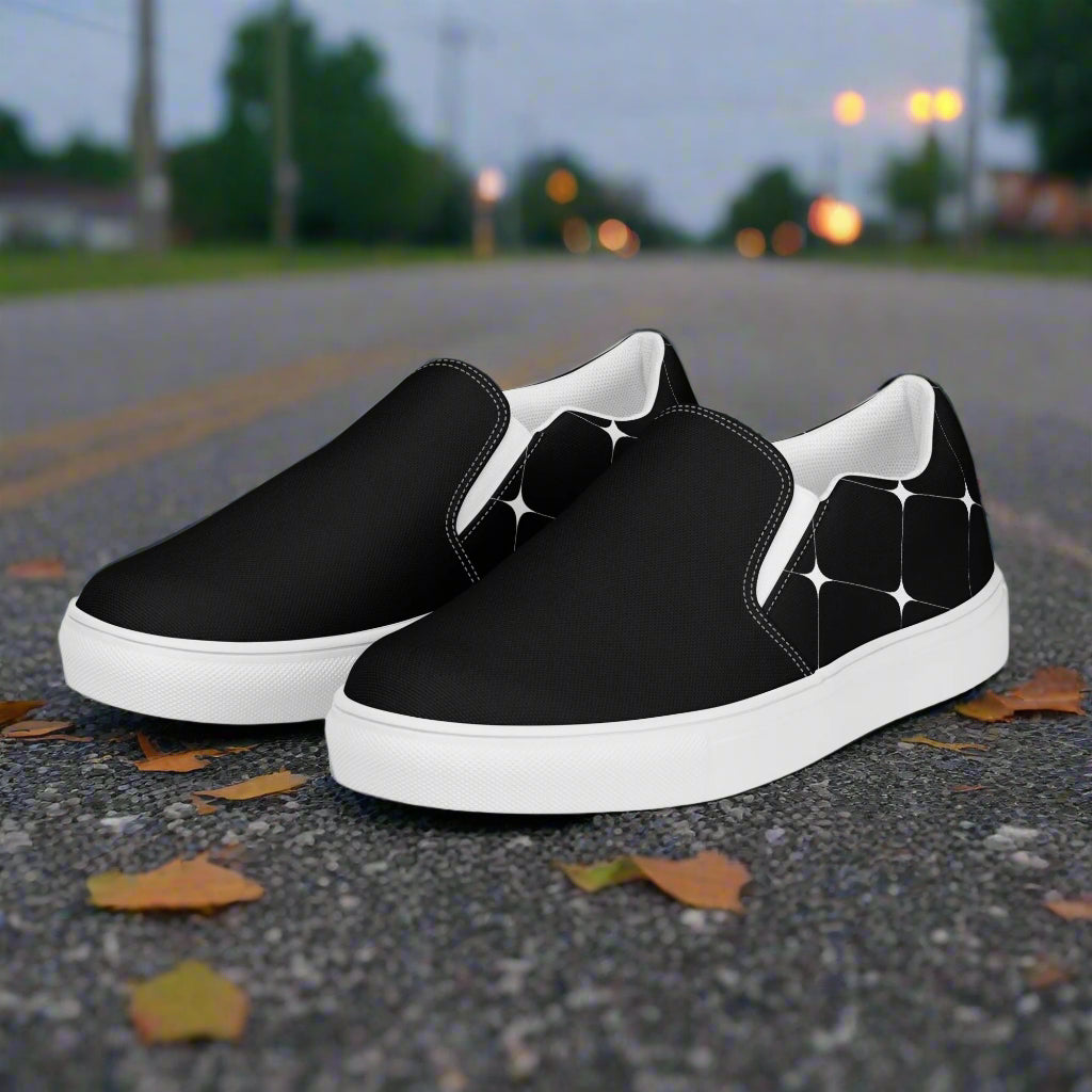 Slip-on Canvas Shoes Black Diamond Two Tone with a stylish design for casual wear