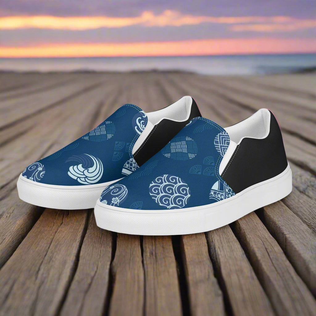 WildSage Market Slip-on Canvas Shoes Blue Seals Halftone design with stylish patterns and comfortable fit