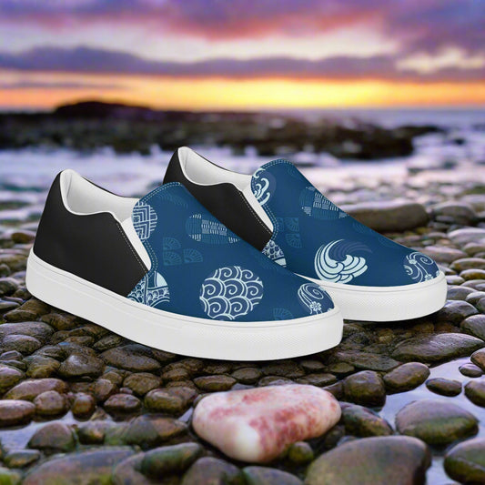 Stylish Slip-on Canvas Shoes Blue Seals Halftone with unique design perfect for casual wear