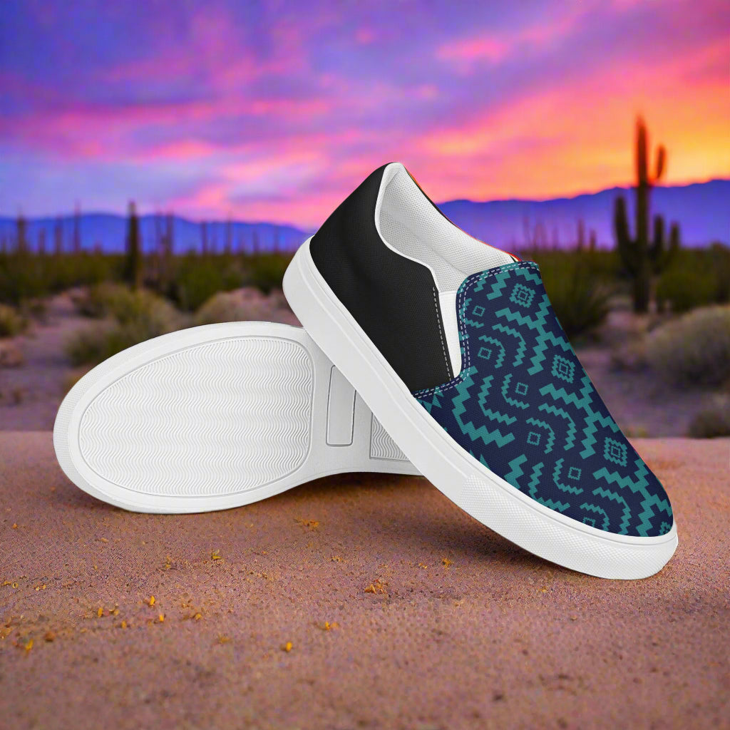 WildSage Market Slip-on Canvas Shoes BlueRock Halftone featuring a unique geometric design and comfortable fit