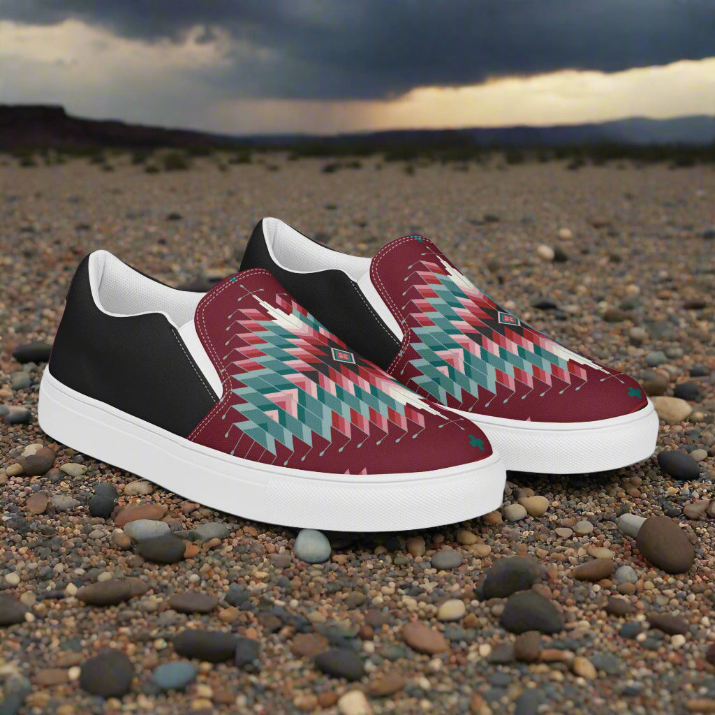 WildSage Market Slip-on Canvas Shoes Chinle Halftone with a geometric design on a textured surface