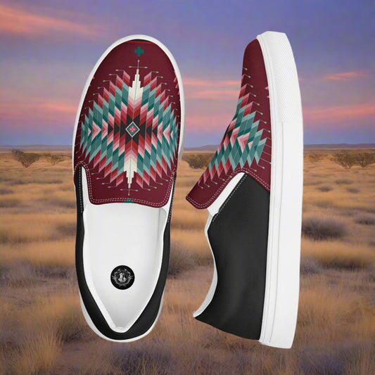 WildSage Market Slip-on Canvas Shoes Chinle Halftone with Bold Geometric Design and Comfortable Fit