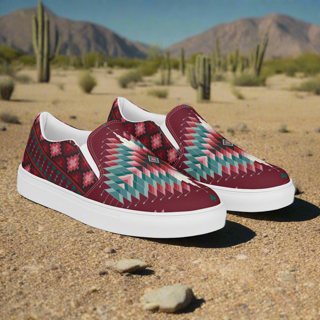 Slip-on Canvas Shoes Chinle Southwestern Print with Vibrant Patterns for Casual Style