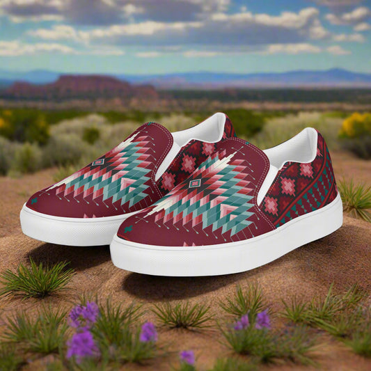 Slip-on Canvas Shoes Chinle Southwestern Print with vibrant colors and stylish design for casual wear