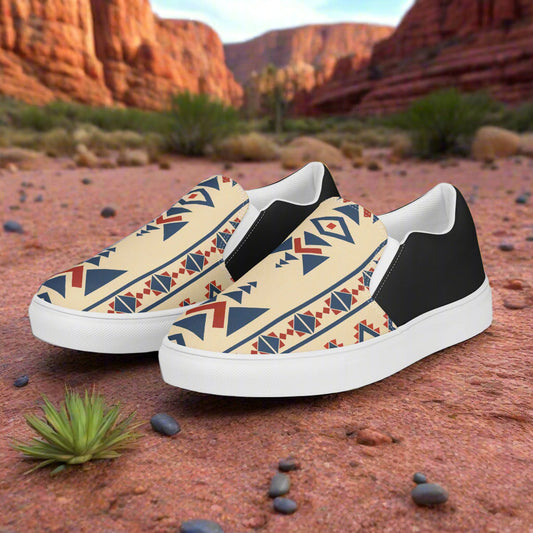 Slip-on Canvas Shoes Desert Sol Halftone with Stylish Tribal Patterns for Casual Wear
