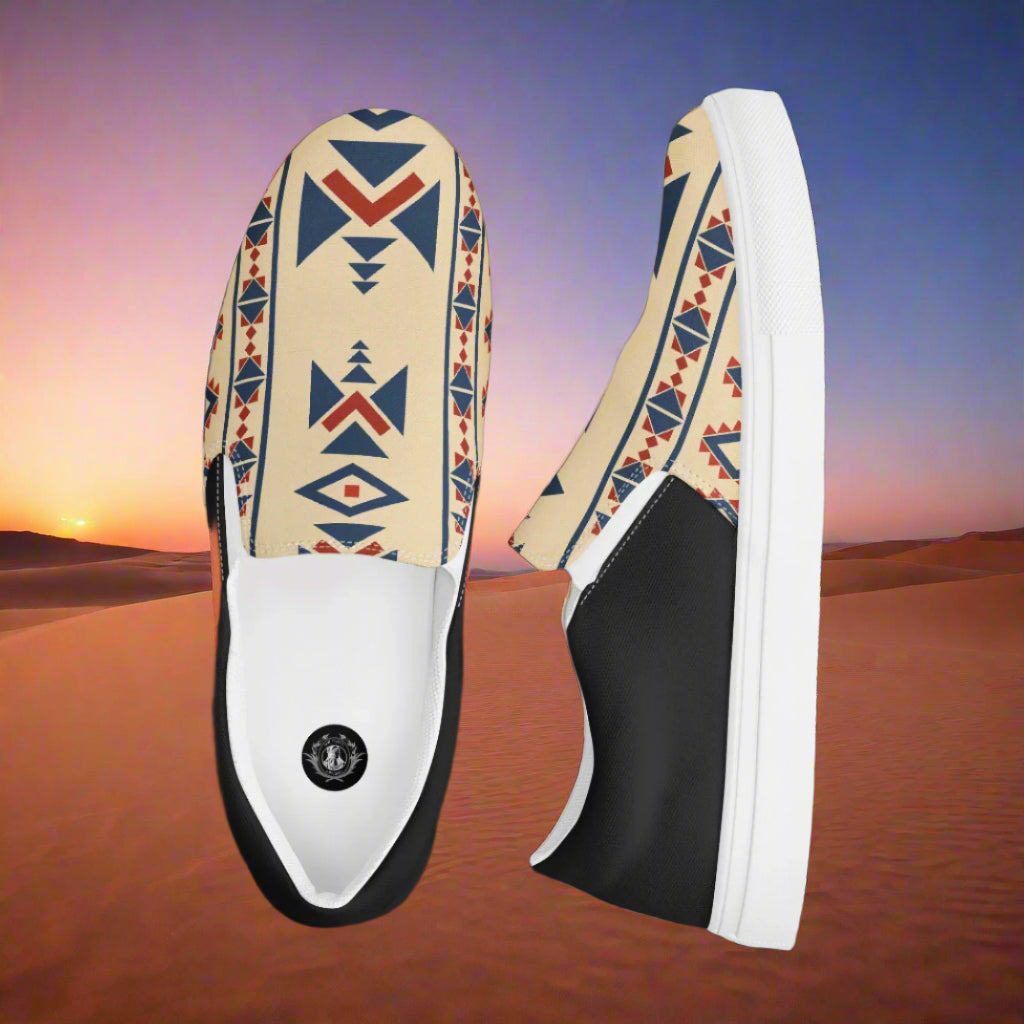 Slip-on Canvas Shoes Desert Sol Halftone featuring a unique tribal pattern and lightweight design