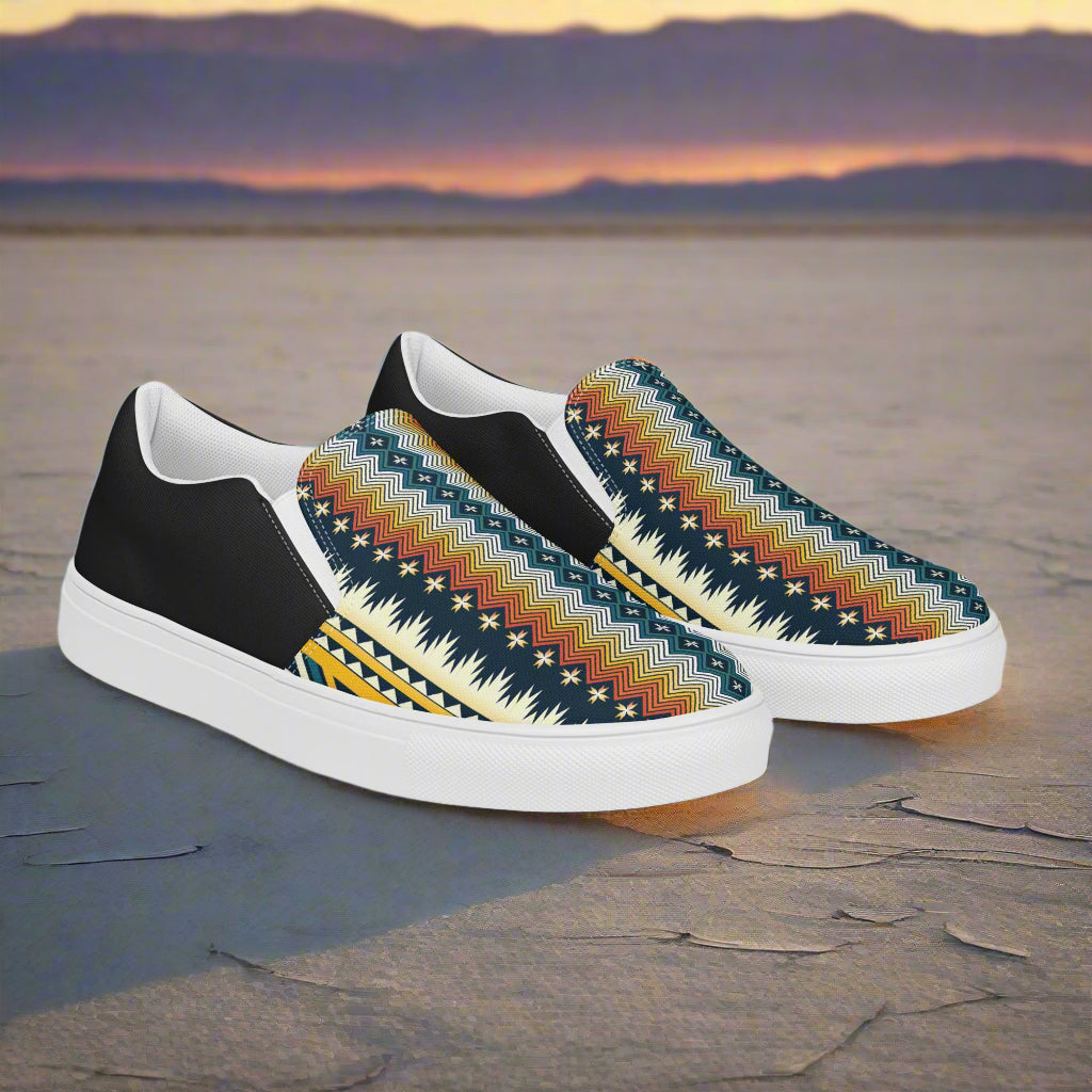 Stylish Slip-on Canvas Shoes Nakai Halftone with Colorful Geometric Pattern and Comfortable Fit