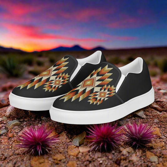 WildSage Market Slip-on Canvas Shoes Night Sky Halftone with Vibrant Geometric Patterns