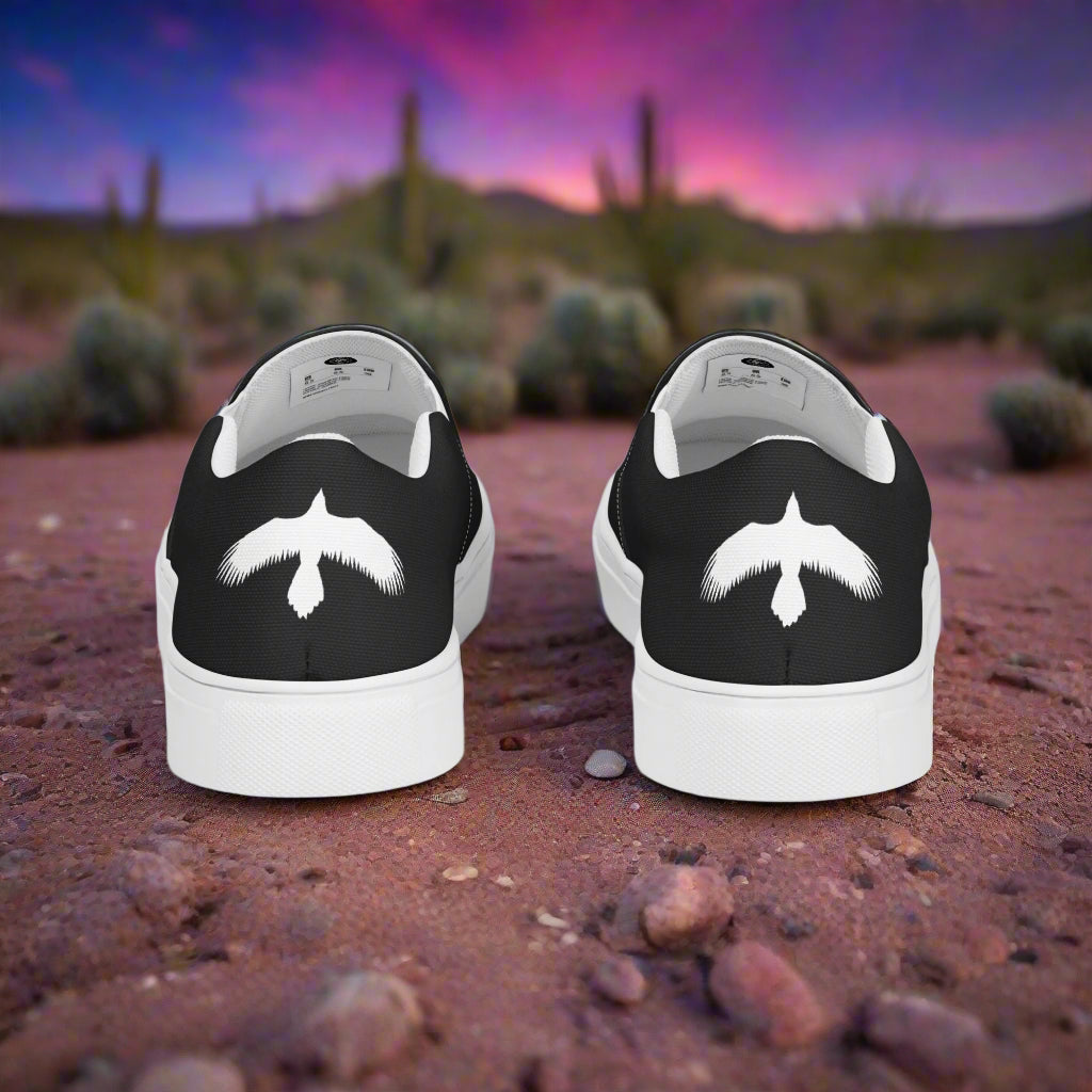 WildSage Market Slip-on Canvas Shoes Night Sky Halftone with Unique Mustache Design on the Back
