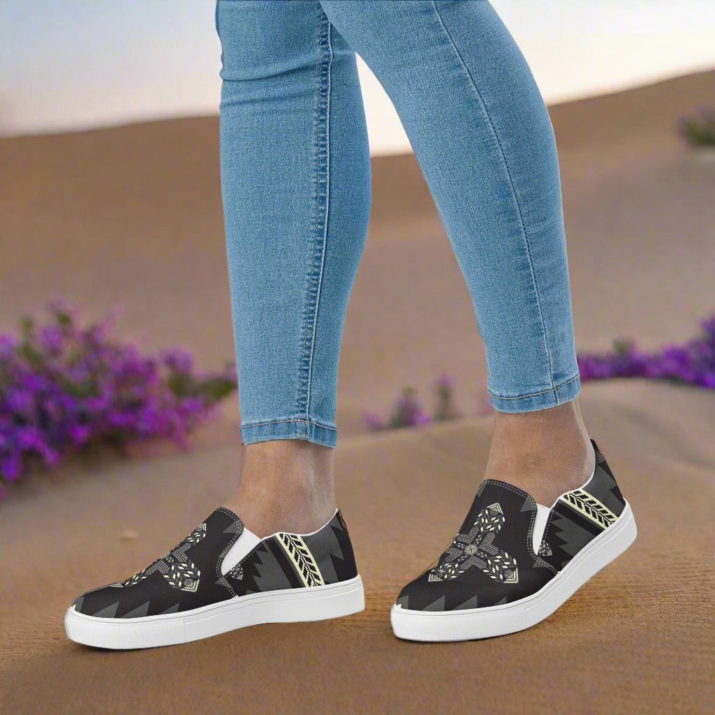 WildSage Market Slip-on Canvas Shoes Oljato Southwest Pattern featuring a stylish design and comfortable fit
