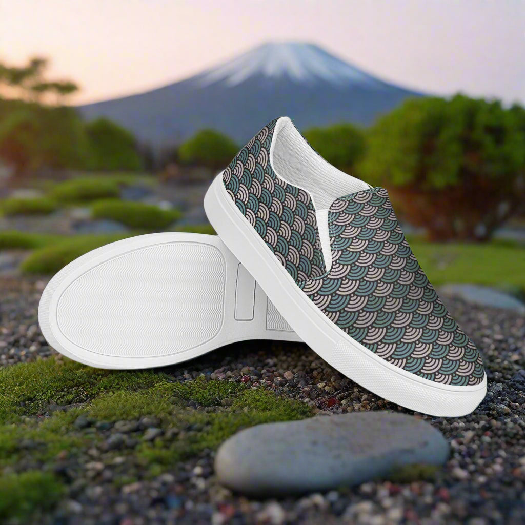 Slip-on Canvas Shoes Sea Foam with a stylish wave pattern and comfortable fit for everyday wear