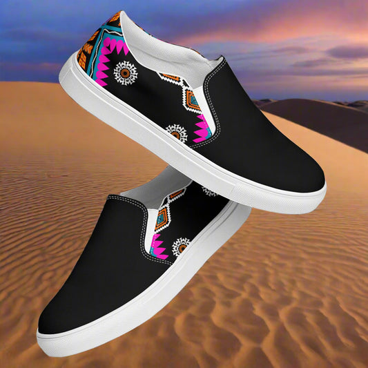 Slip-on Canvas Shoes Sonyeta Two Tone featuring vibrant designs on a black background