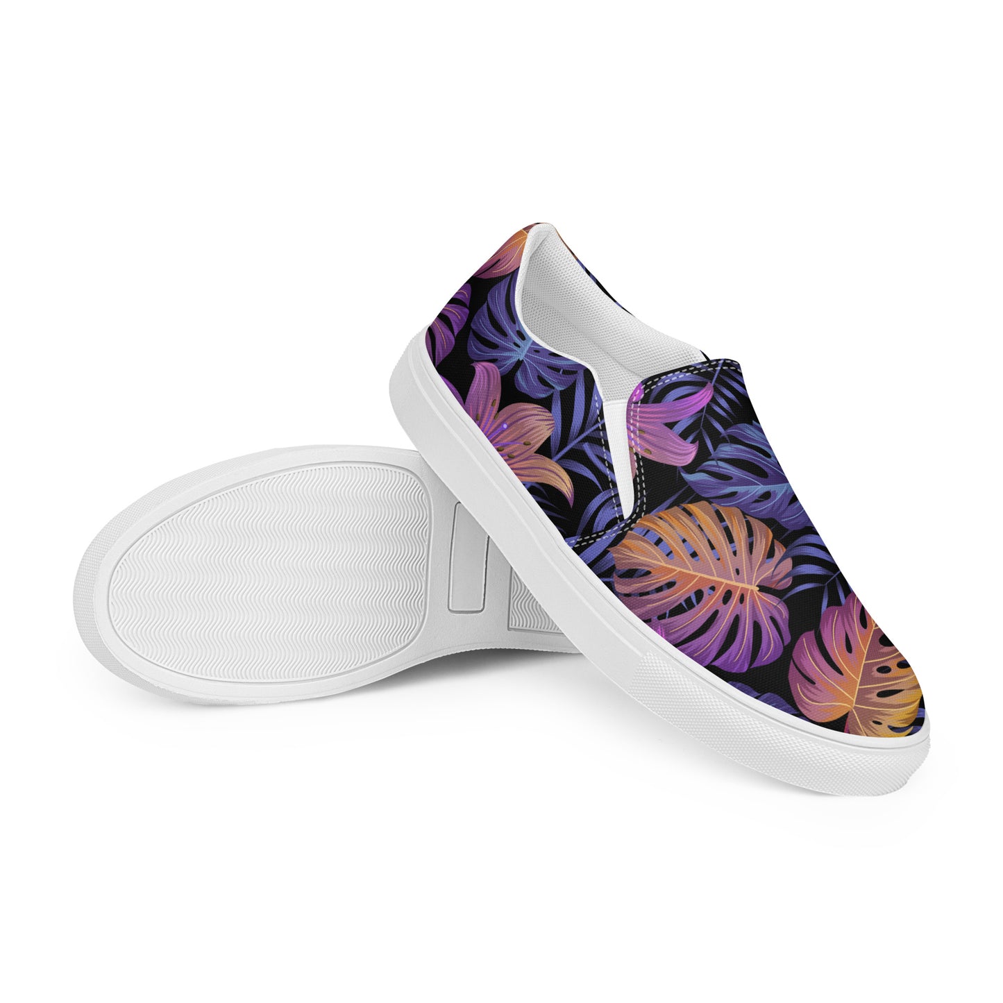 WildSage Market Slip-on Floral Print Canvas Shoes in vibrant tropical design with a comfortable fit