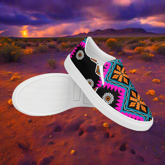 Sonyeta Southwest Print Slip-on Canvas Shoes in vibrant colors with unique southwestern design