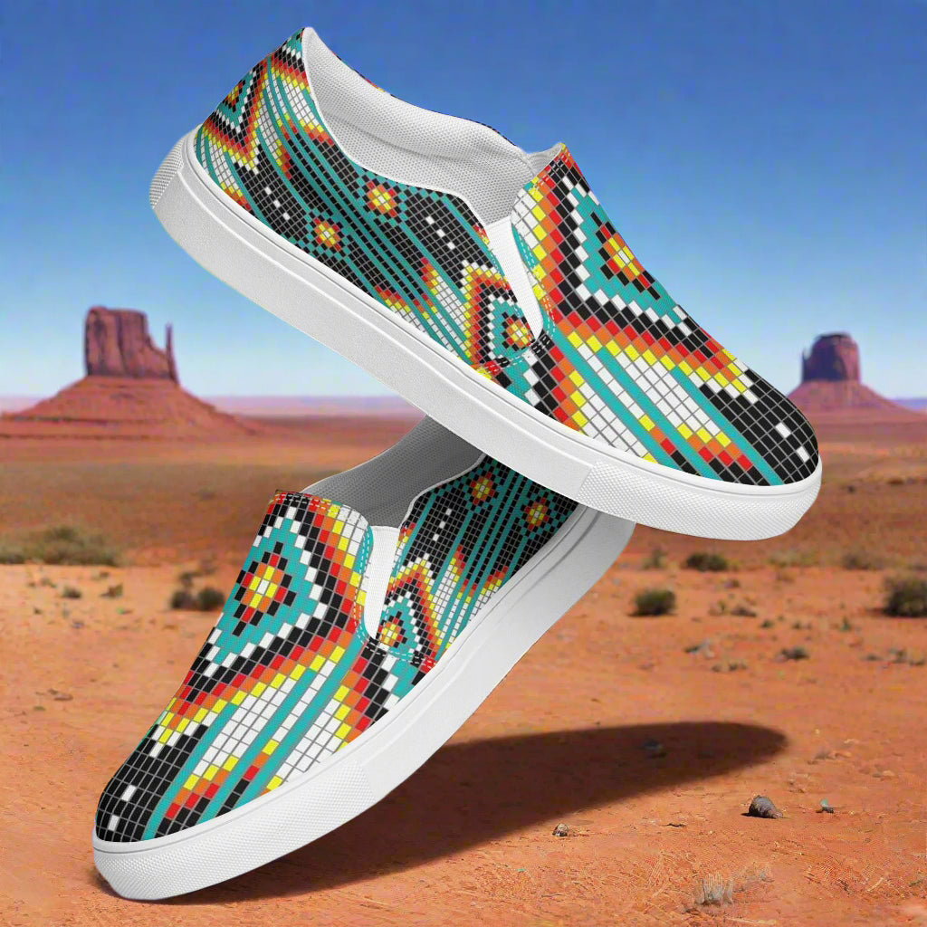 WildSage Market Southwest Hotai print womens canvas shoes slip on with colorful geometric design