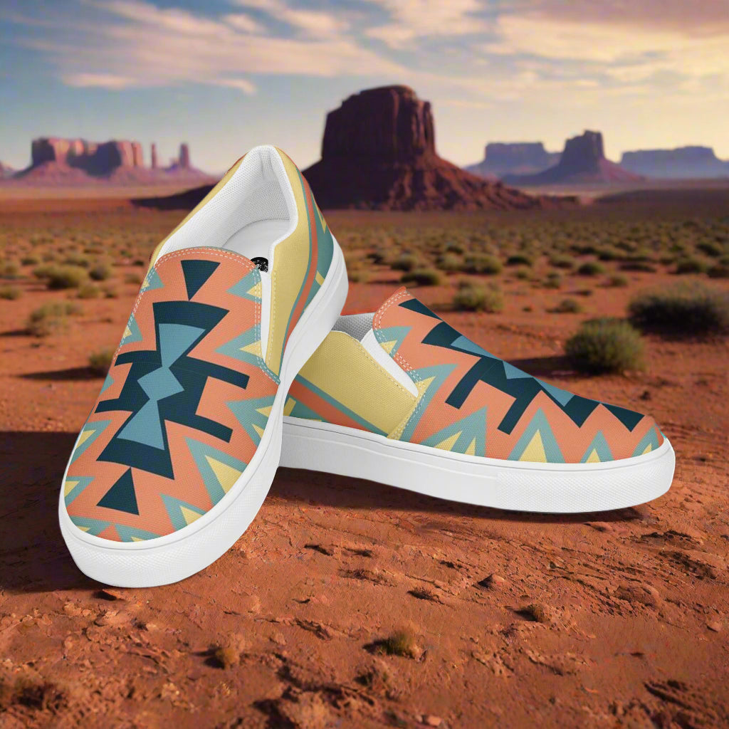 WildSage Market Southwest style mens shoes featuring colorful geometric patterns for casual comfort