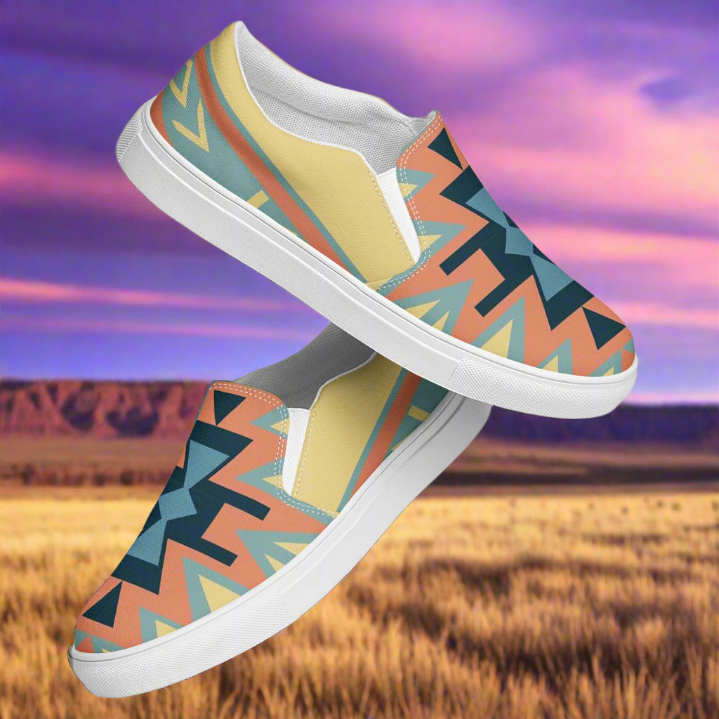 Colorful WildSage Market Southwest style mens shoes with unique geometric patterns for casual wear