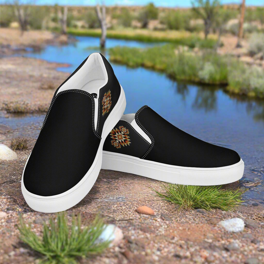 WildSage Market southwest style mens shoes two tone with black design and comfortable slip-on style
