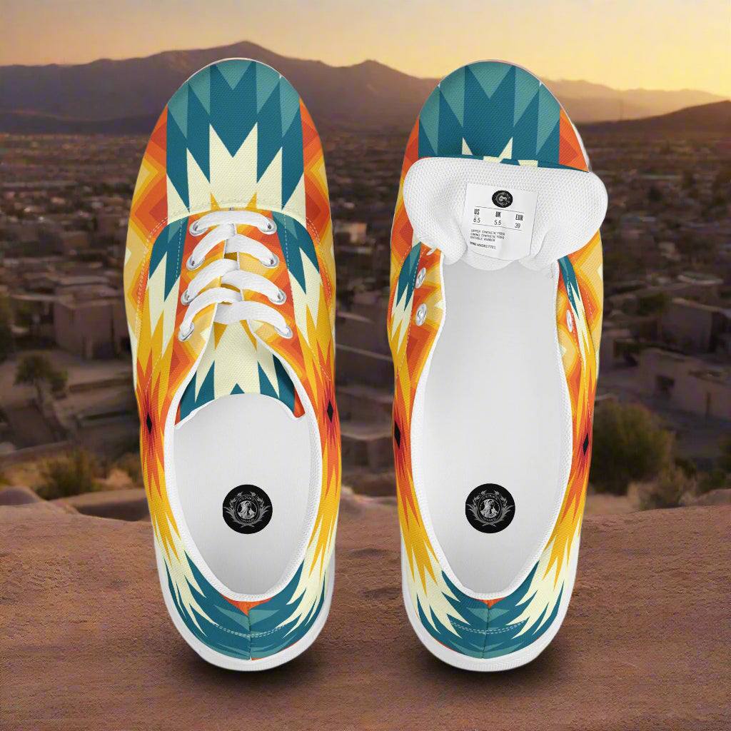Sundance Lace-up Canvas Shoes with a vibrant geometric pattern for stylish everyday wear
