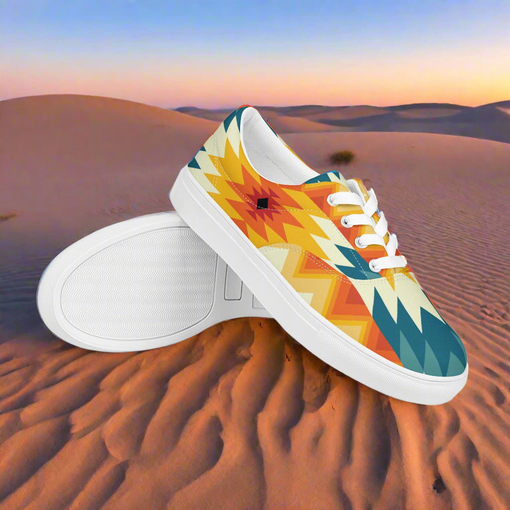 Sundance Lace-up Canvas Shoes with Colorful Tribal Pattern for Stylish Casual Wear