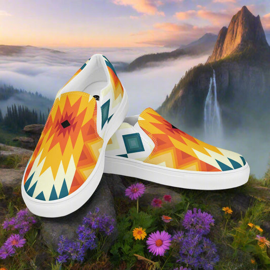 Sundance Southwest Print Slip-on Canvas Shoes with vibrant geometric patterns for stylish casual wear