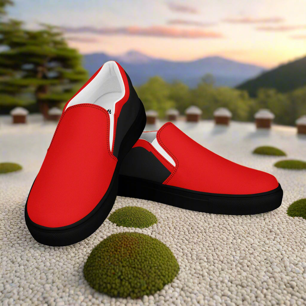 WildSage Market Two Tone Slip On Shoes in red and black design for casual outfits