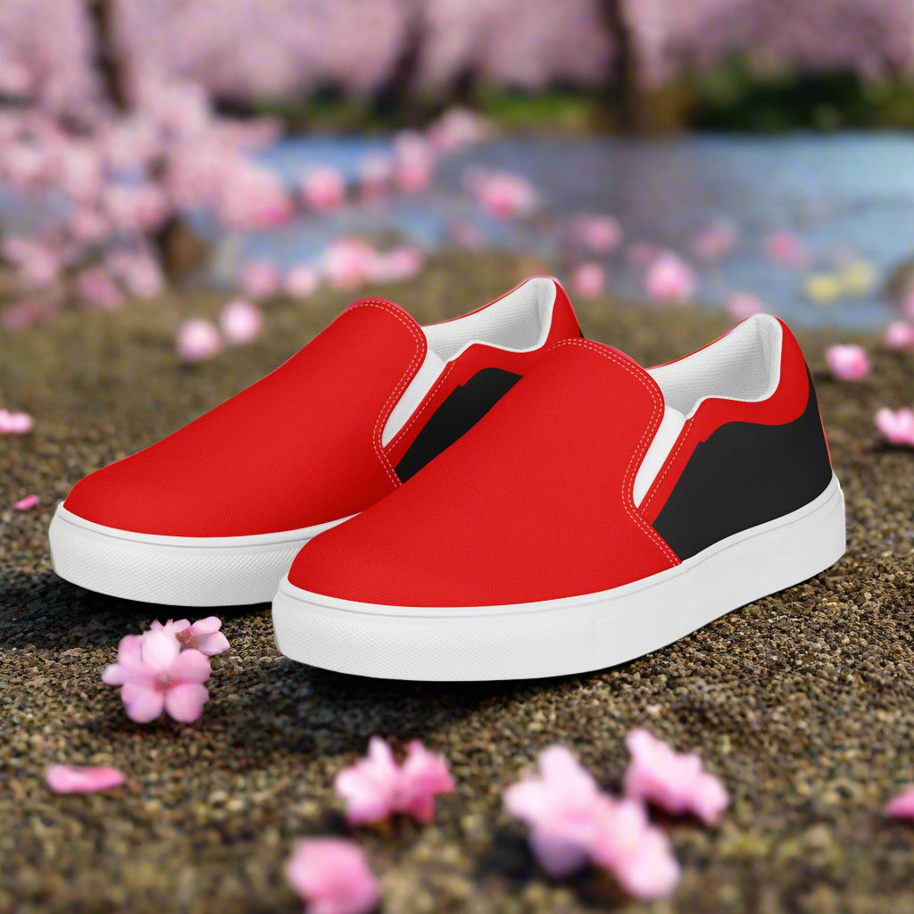 WildSage Market Two Tone Slip On Shoes in Red and Black for Casual Wear