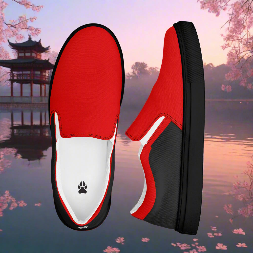 WildSage Market Two Tone Slip On Shoes in red and black, perfect for casual outings and comfort