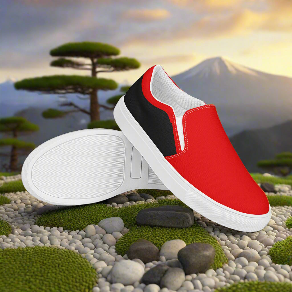 WildSage Market Two Tone Slip On Shoes in Red and Black with Comfortable Design