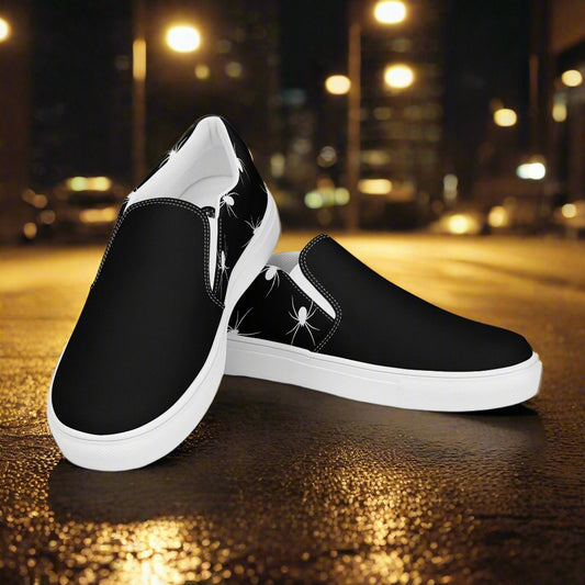 White Spiders Two Tone Slip-On Canvas Shoes featuring a stylish black design perfect for casual wear