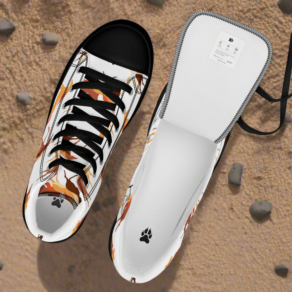 Wild Horse High Top Canvas Shoes with a Bold Flame Print and Durable Rubber Sole