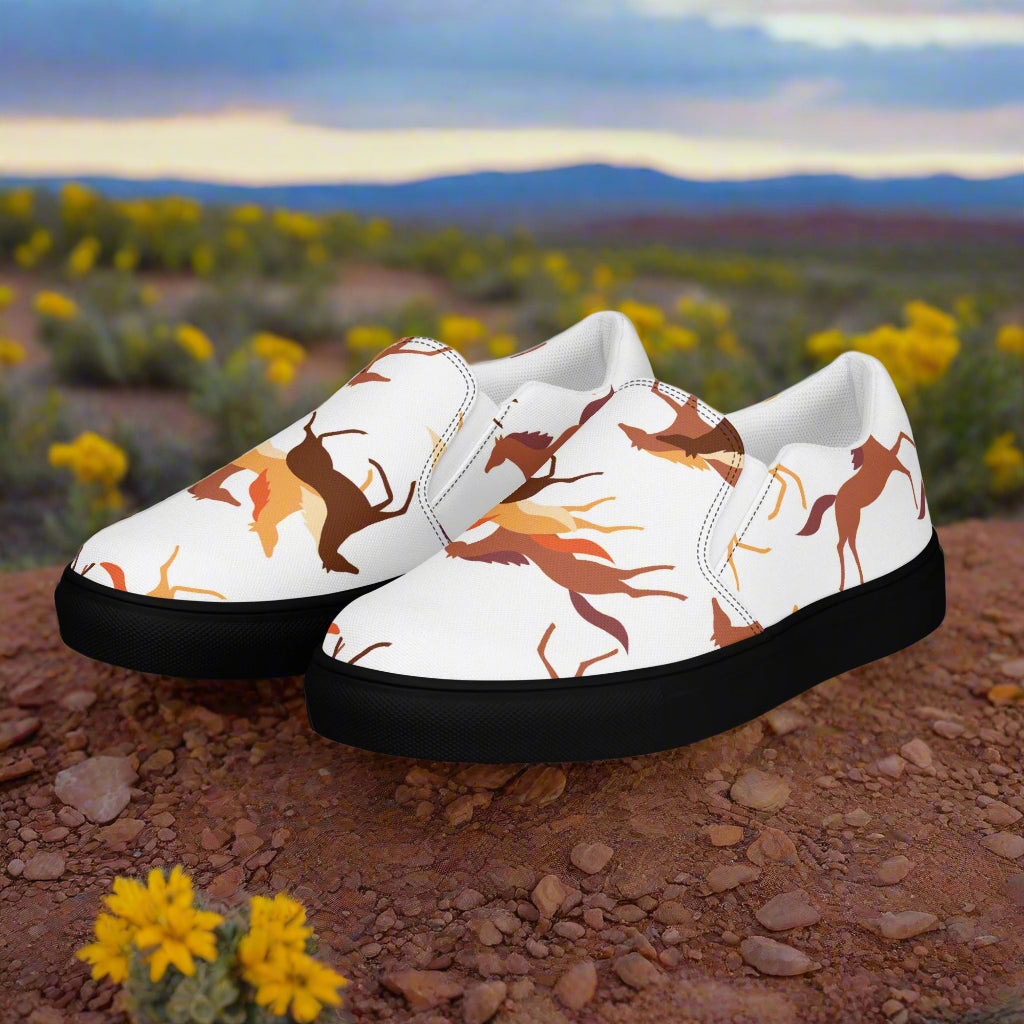 Wild Horse Slip-on Canvas Shoes featuring a colorful horse design perfect for casual outings