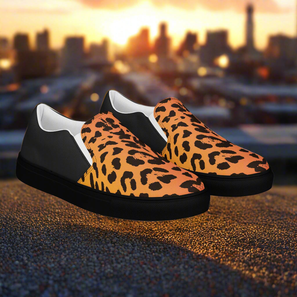 Cheetah Slip-on Canvas Shoes by WildSage Market cheetah print canvas slip-ons with black sole