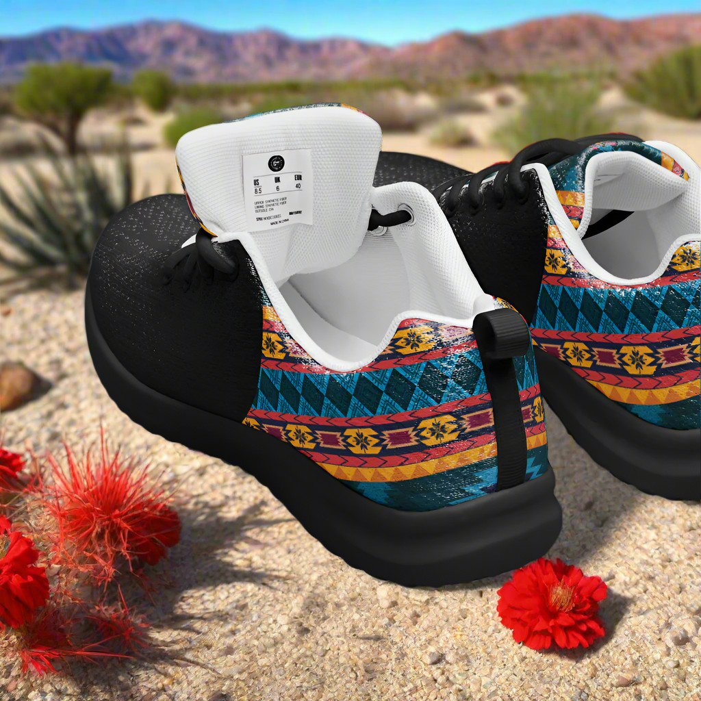 Women’s Southwest Print, Custom Athletic Shoes, Native American Pattern Two Tone