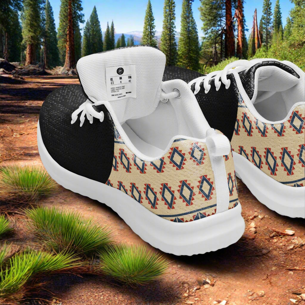 Women’s Southwest Print, Custom Athletic Shoes, Native American Two-Tone Pattern