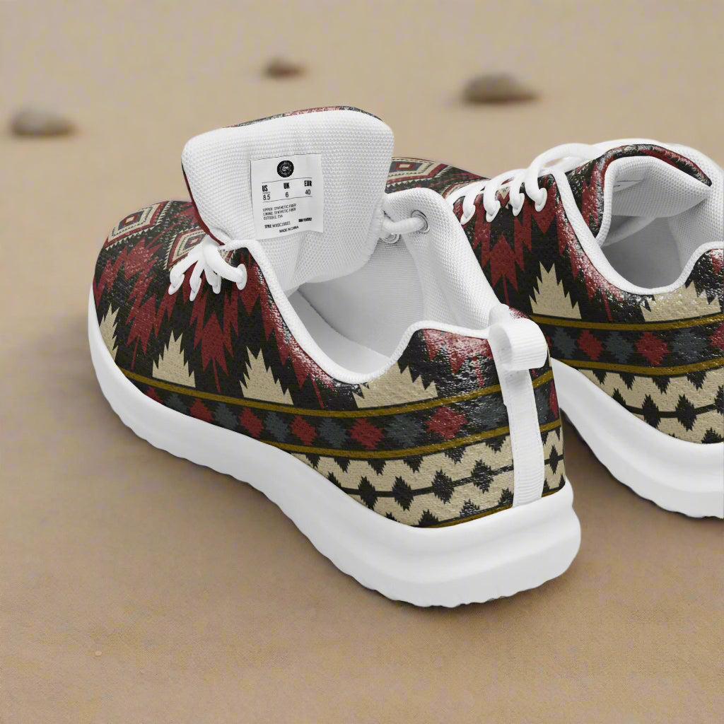 Custom Southwest Print Women’s Athletic Shoes, Native American Geometric Pattern, Sanostee