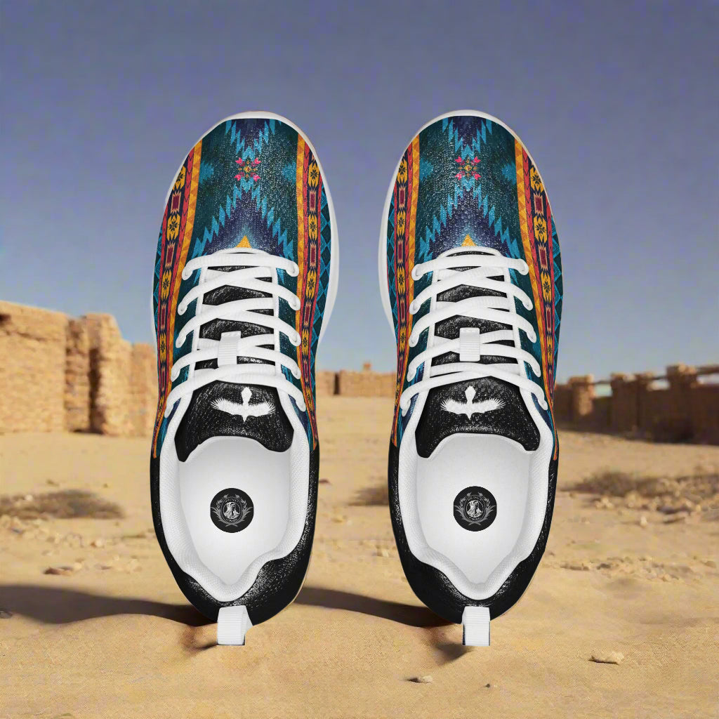 Southwest Patterned Women’s Athletic Shoes Two-tone Black and Native American Print