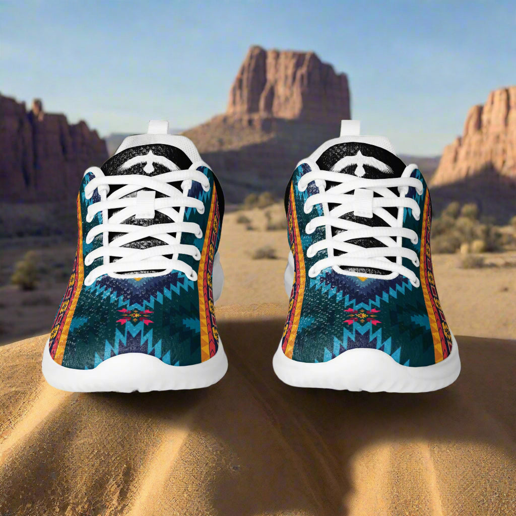 Southwest Patterned Women’s Athletic Shoes Two-tone Black and Native American Print