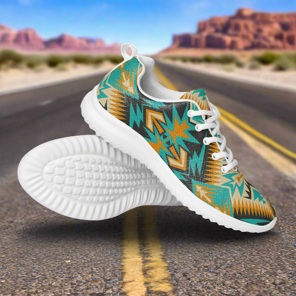 Southwest Print Women’s Custom Athletic Shoes Native American Pattern Two Tone
