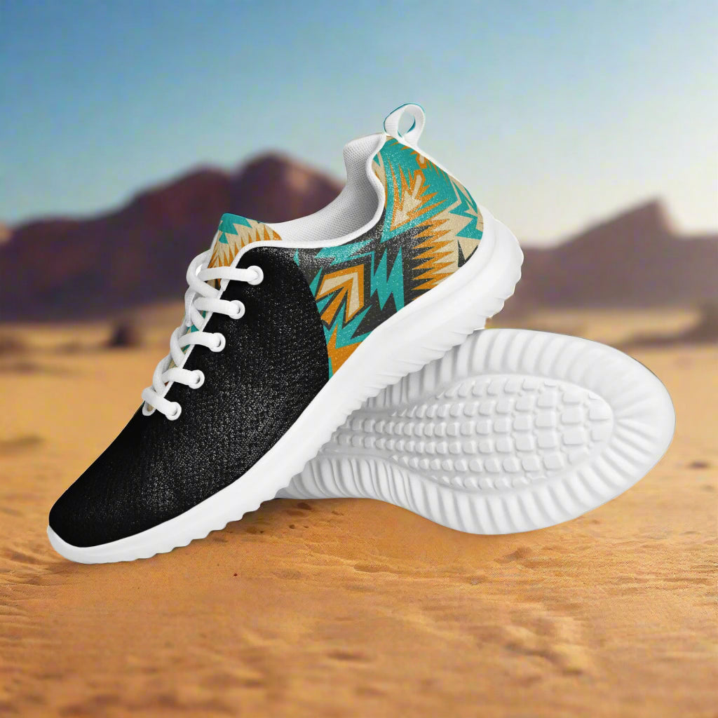 Southwest Print Women’s Custom Athletic Shoes Native American Pattern Two Tone