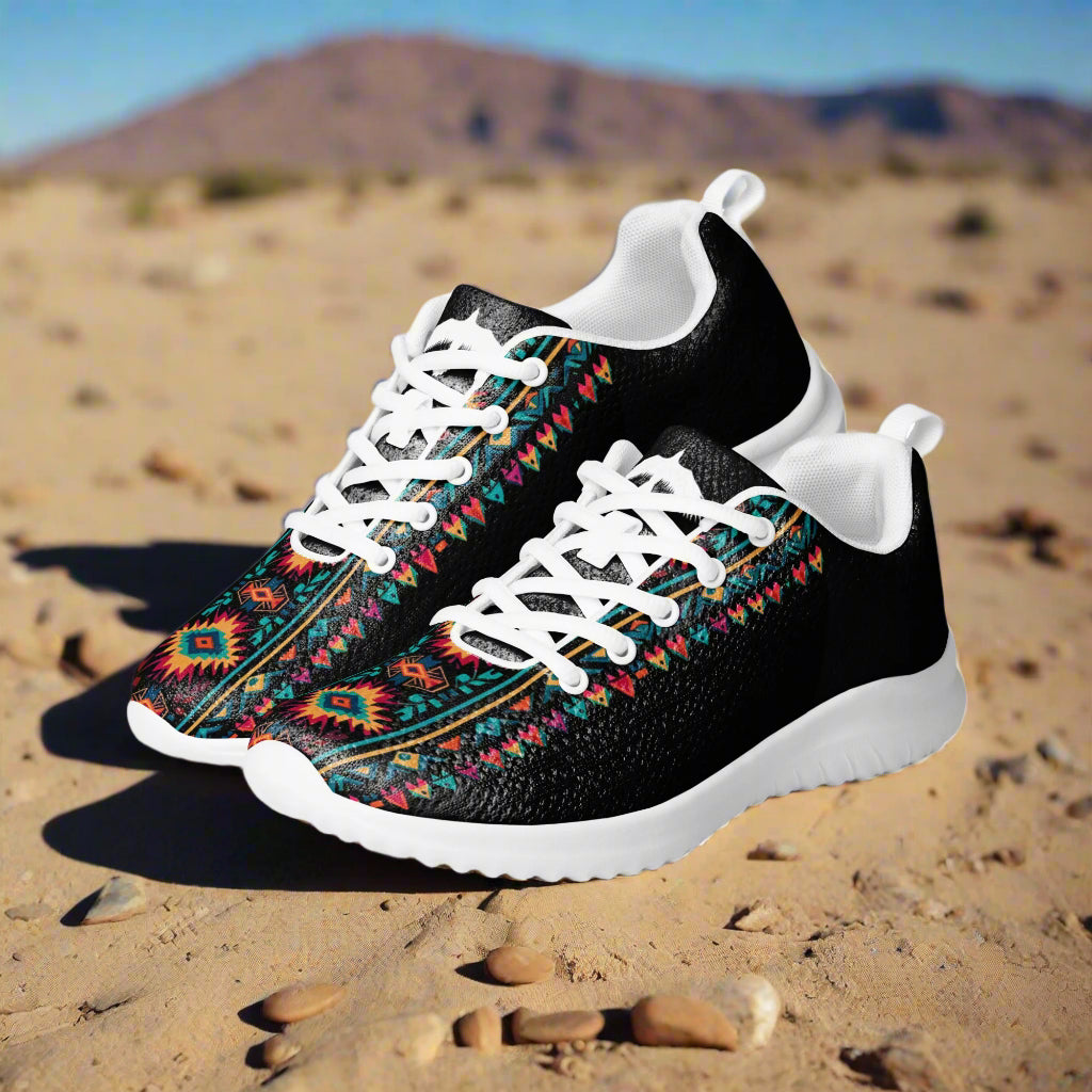Southwest Women’s Custom Athletic Shoes Native American Pattern Two Tone