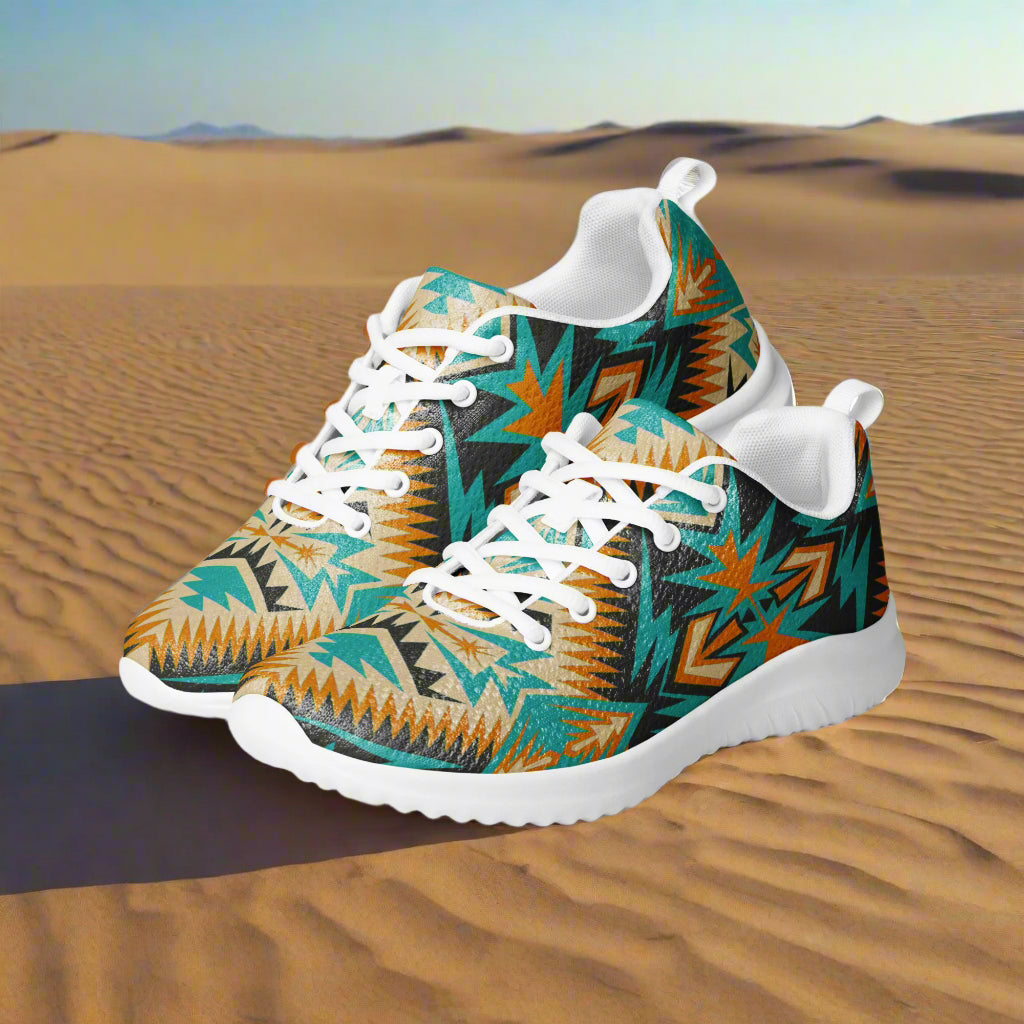 Southwest Print Women’s Custom Athletic Shoes Native American Pattern Two Tone
