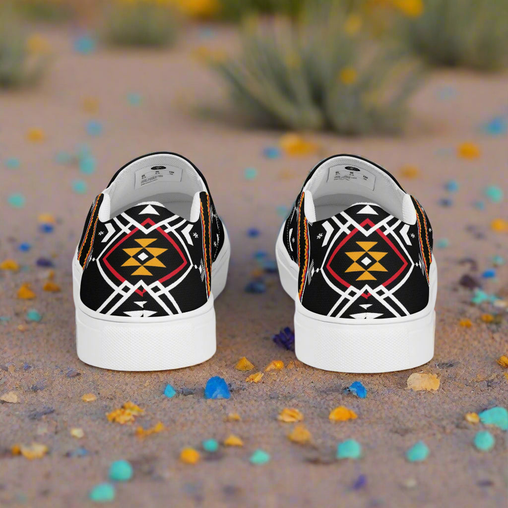 Women’s Southwest Print, Custom Slip-on Canvas Shoes, Geometric Pattern, Condios, Two-Tone