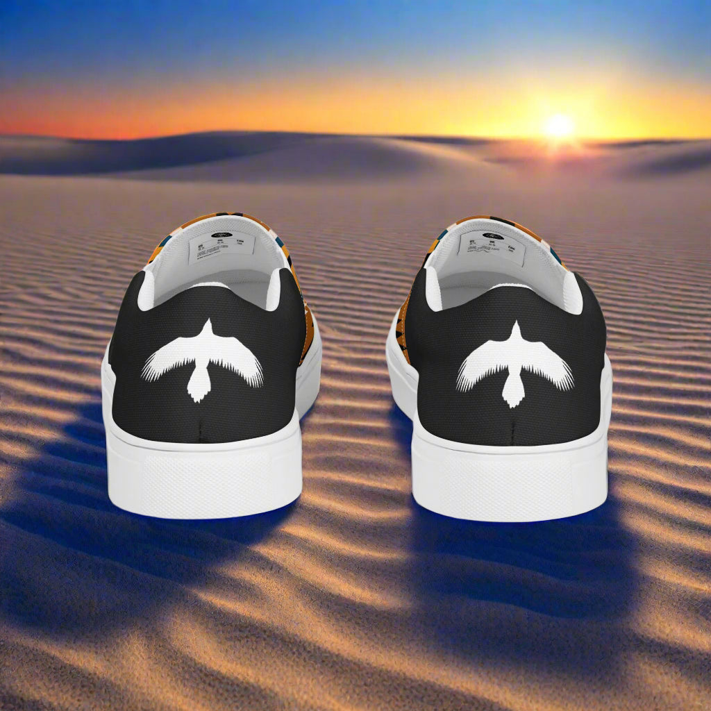 Women’s Southwest Print, Slip-on Canvas Shoes, Native American, Geometric Pattern, Pueblo Halftone