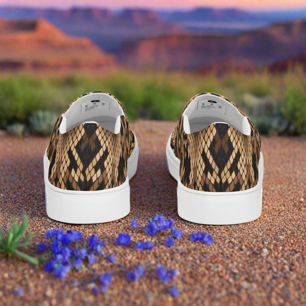 Women’s Custom Animal Print Slip-on Canvas Shoes Snakeskin Pattern