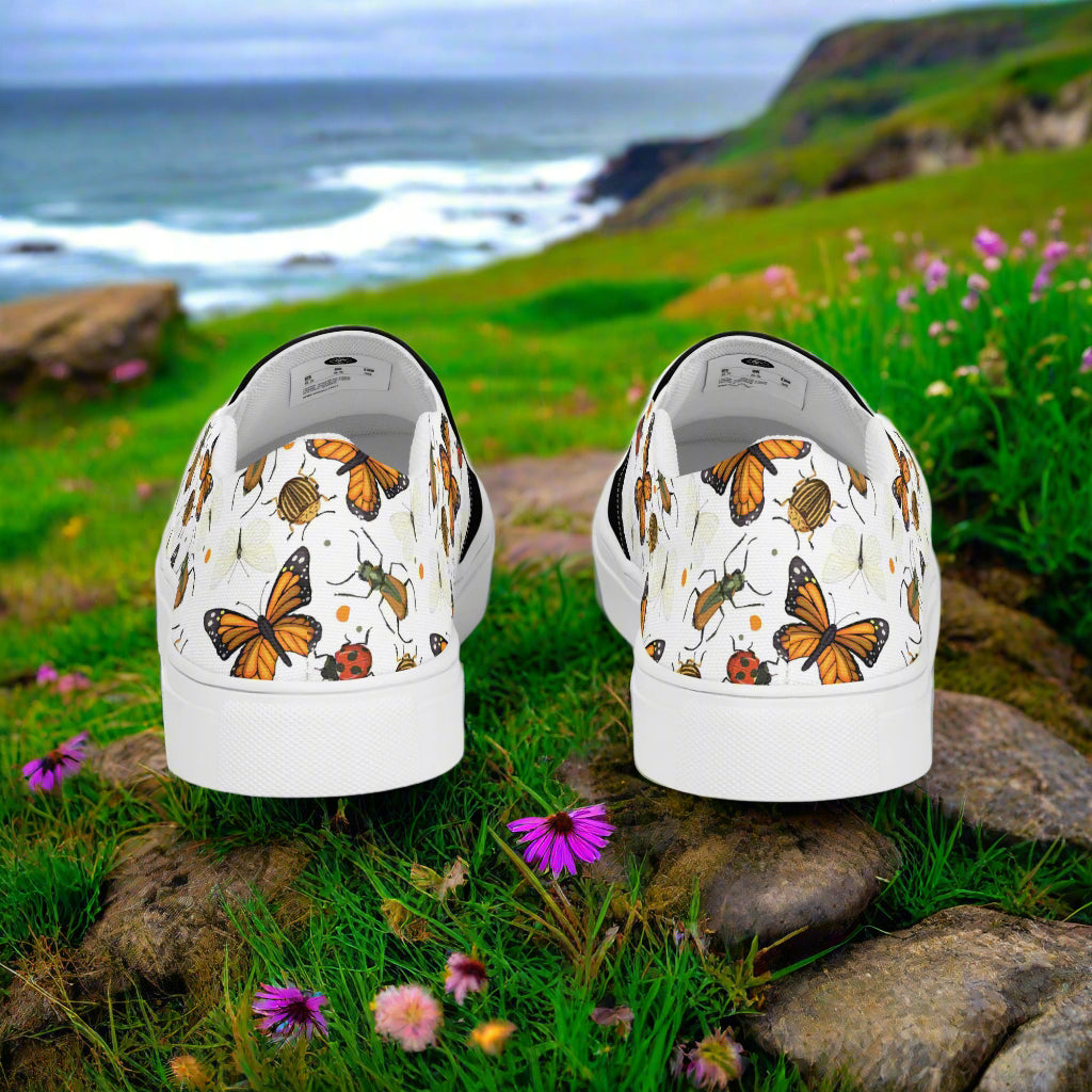 Women’s Slip-on Canvas Shoes Animal Print Monarch Butterfly Two-Tone