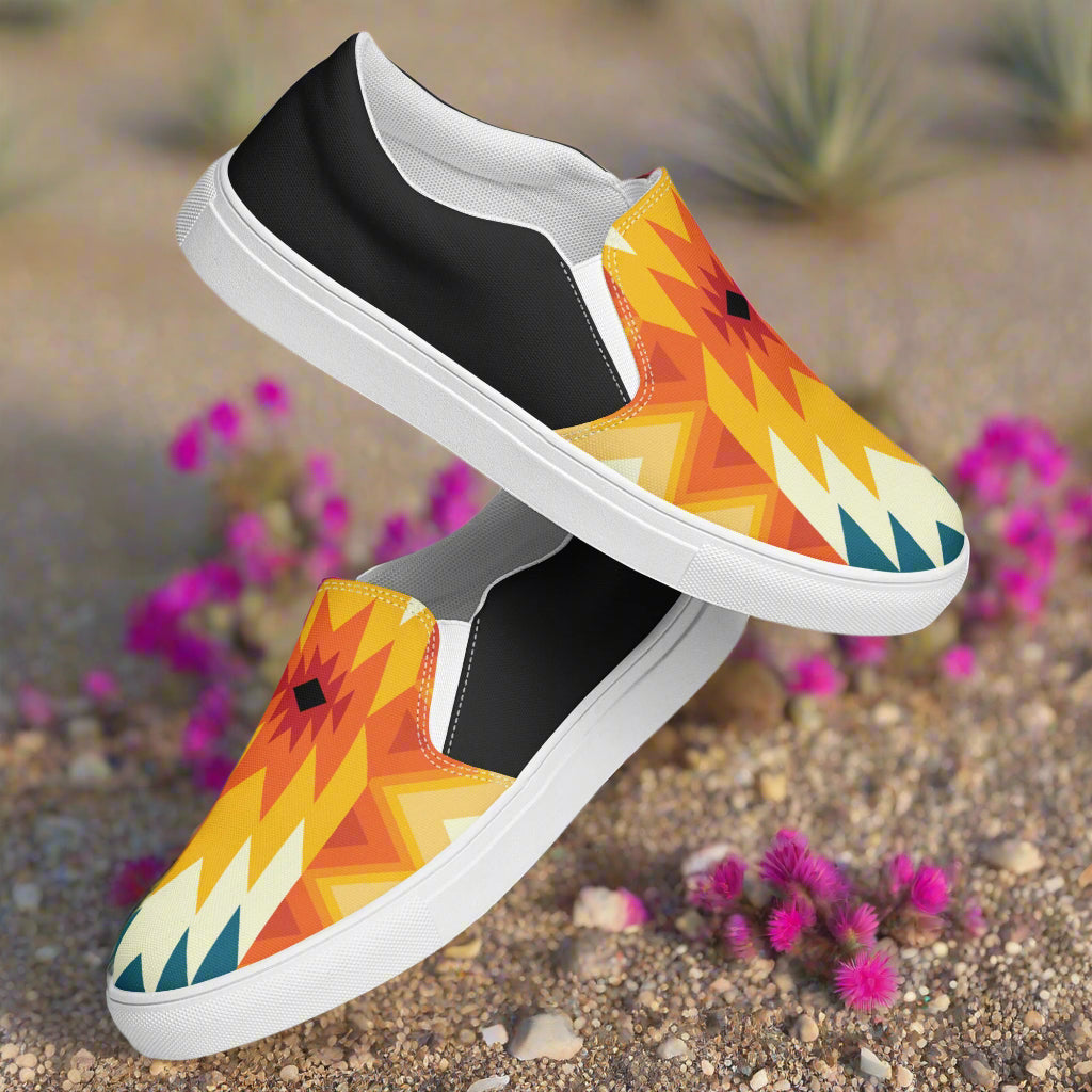 Women’s Southwest Print, Slip-on Canvas Shoes, Native American, Geometric Pattern, Sundance Halftone
