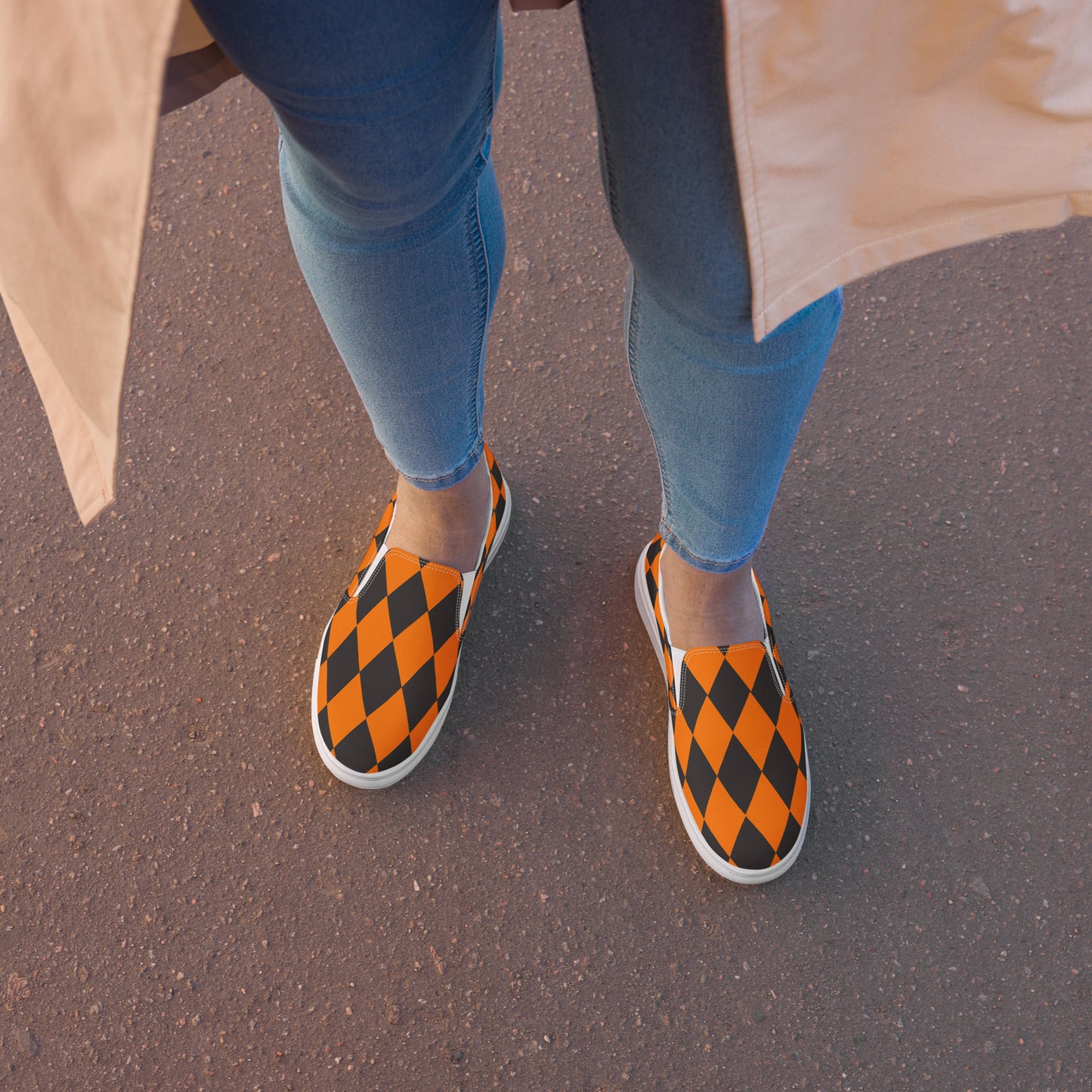 GeoMetro | Women’s Slip-On Canvas Shoes | Harlequin Orange