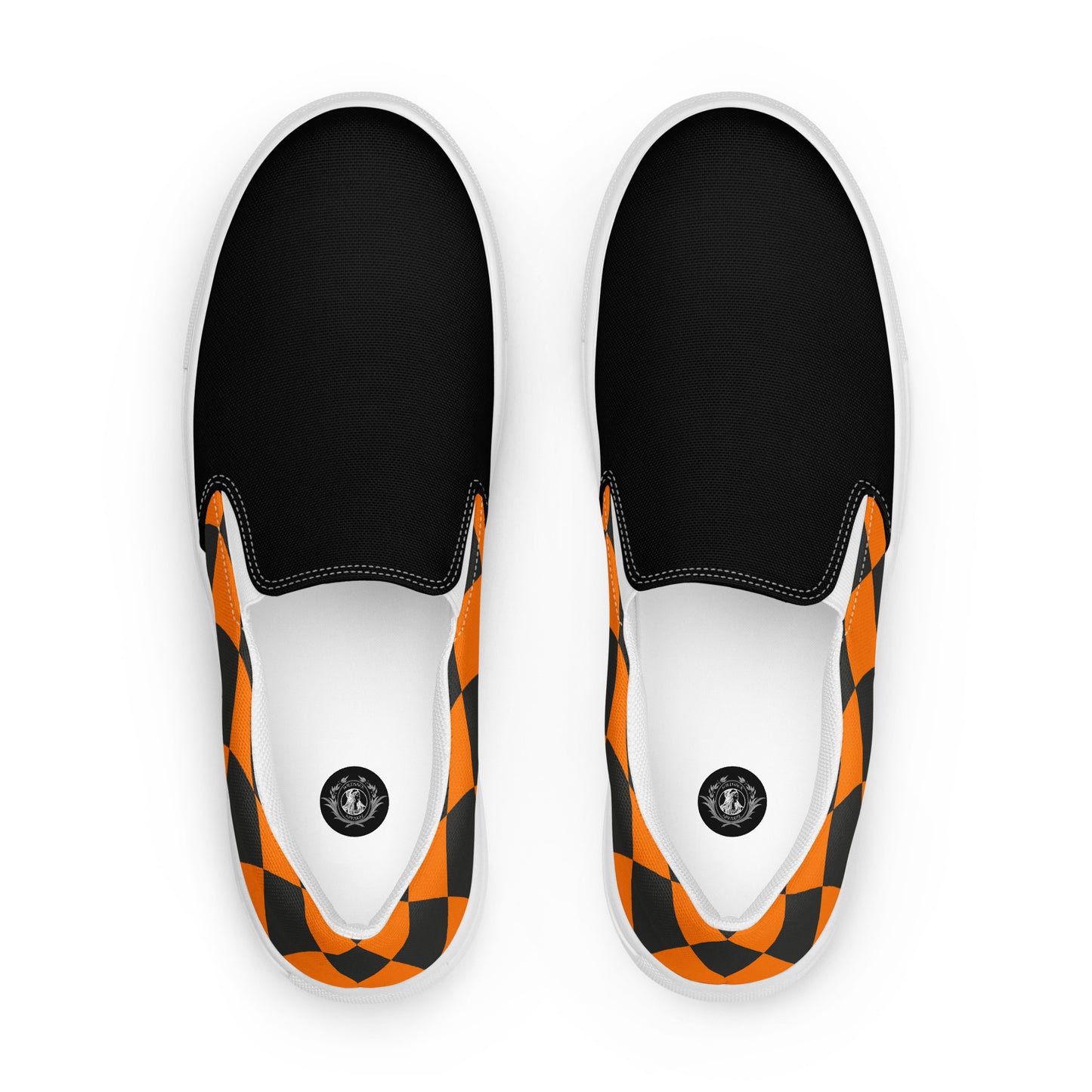 GeoMetro | Women’s Slip-On Canvas Shoes | Harlequin Orange 2Tone
